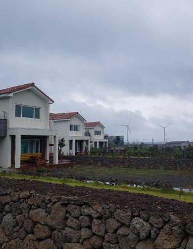 제주도의 풍경에 녹아든 풍력발전기