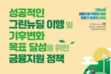그린뉴딜 금융지원 특별법 제정 전문가 토론회 (2차) - 성공적인 그린뉴딜 이행 및 기후변화 목표 달성을 위한 금융지원 정책